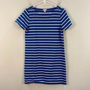 J Crew Womens XS Dress Short Sleeve Blue White Stripe Stretch Knit Pullover 5729